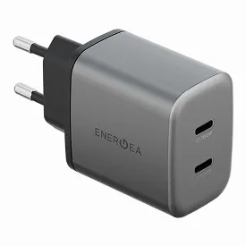 Сетевое зарядное устройство EnergEA AmpCharge GaN45 2C, PD, PPS, QC3.0, 45W, Gunmetal, металлический